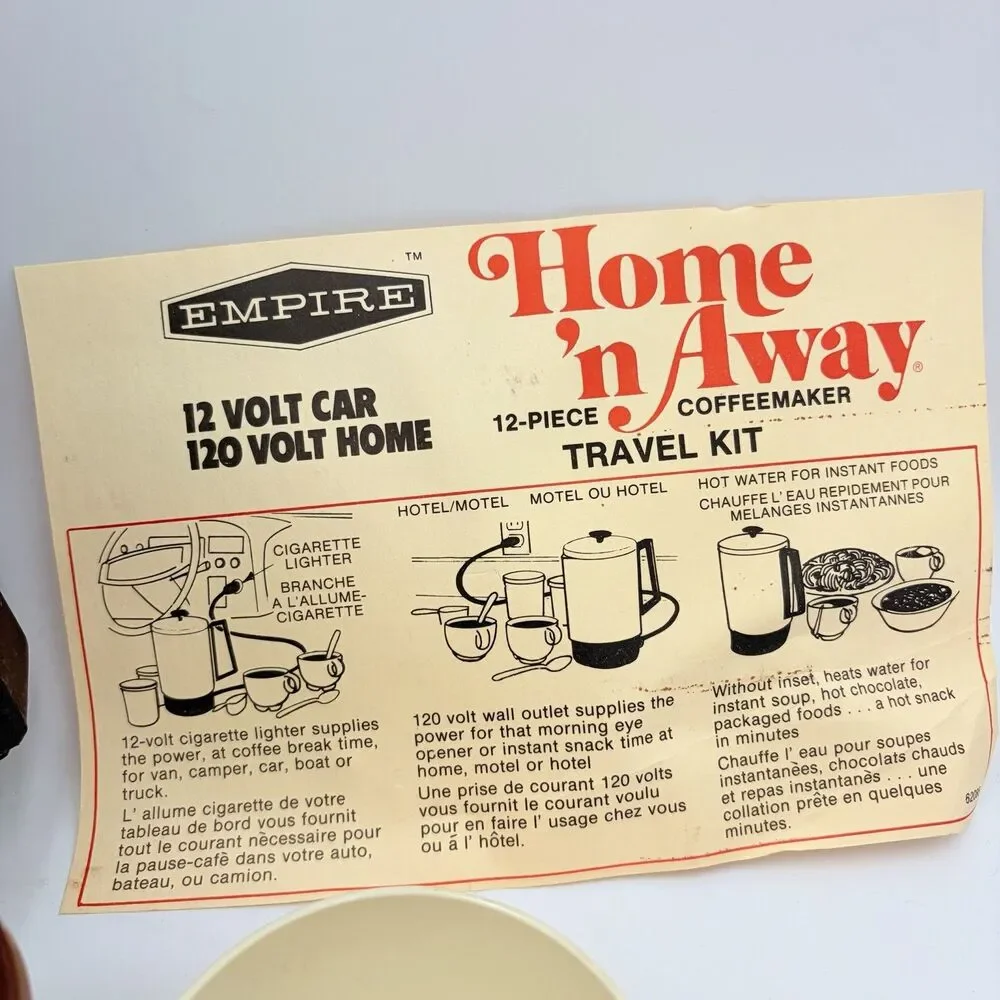 EMPIRE Home ’n Away 12V 120V COFFEEMAKER Travel Kit Case Tested Works
